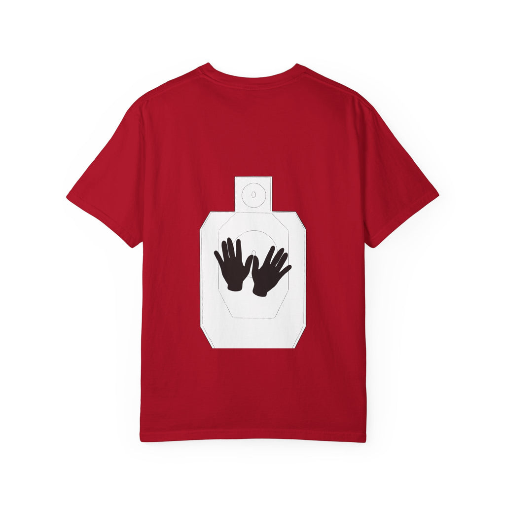 Just Shoot It target graphic T-shirt | Pew Review text print