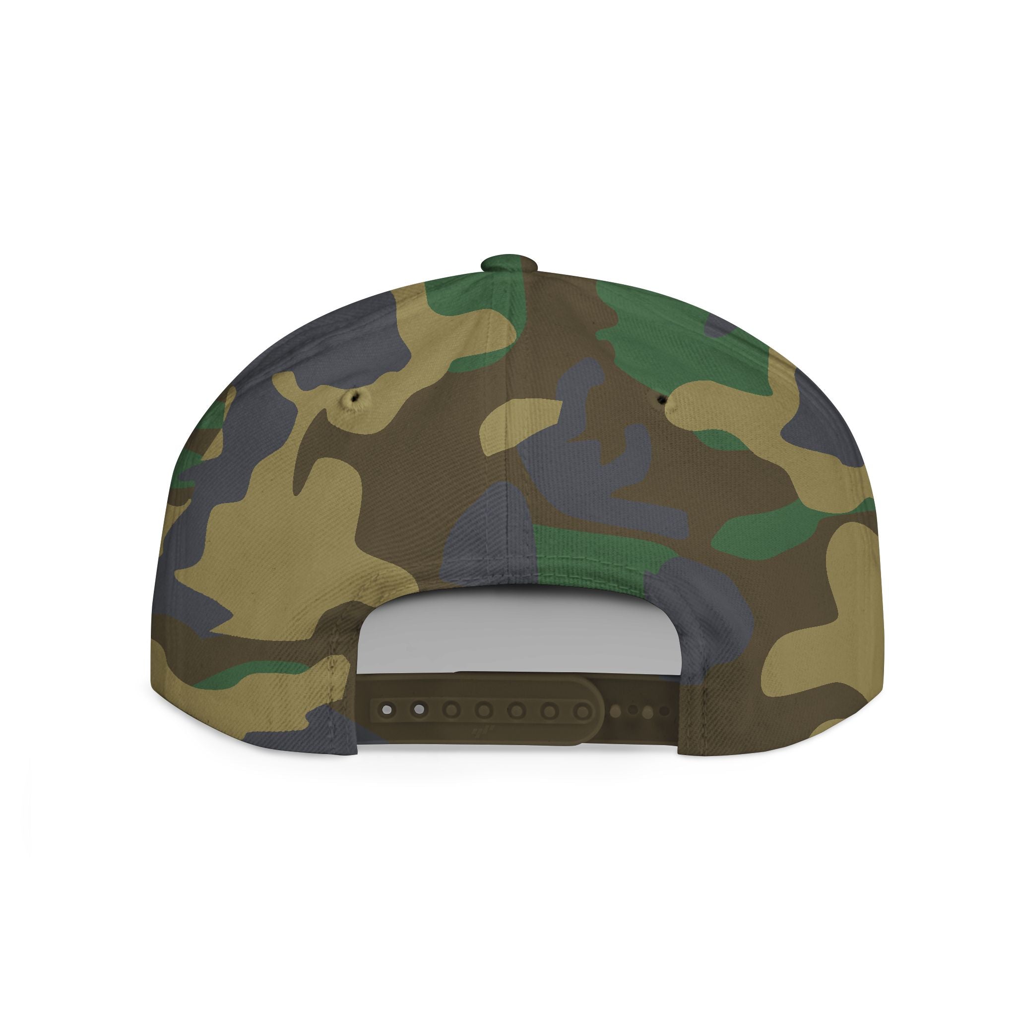 Pew Review logo Flat Bill Snapback | Minimal embroidered trucker cap