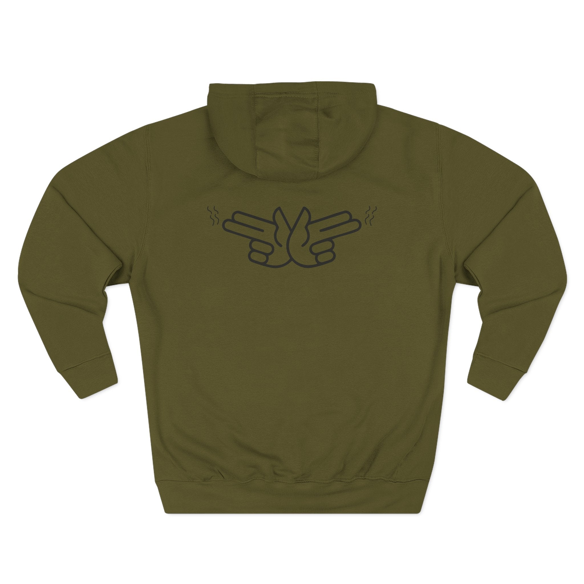 Peace Hand Gesture Hoodie | Minimal Line Art, FEW REVIEW Text