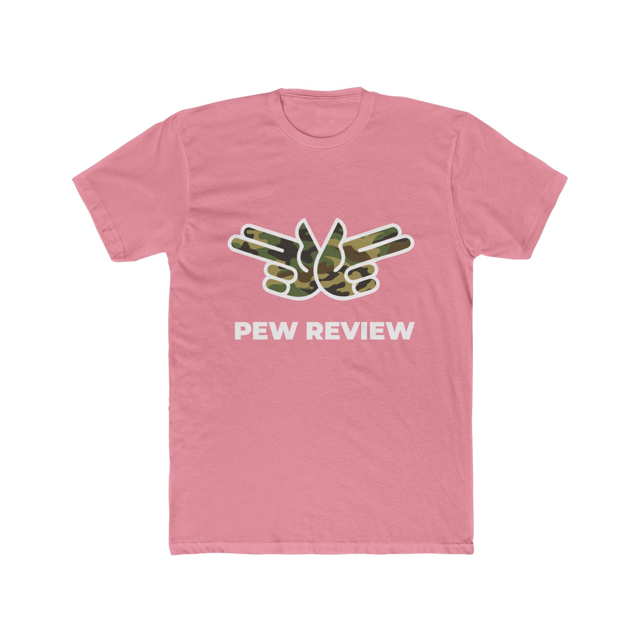Pew Review Tee — Camo Logo Graphic T-Shirt
