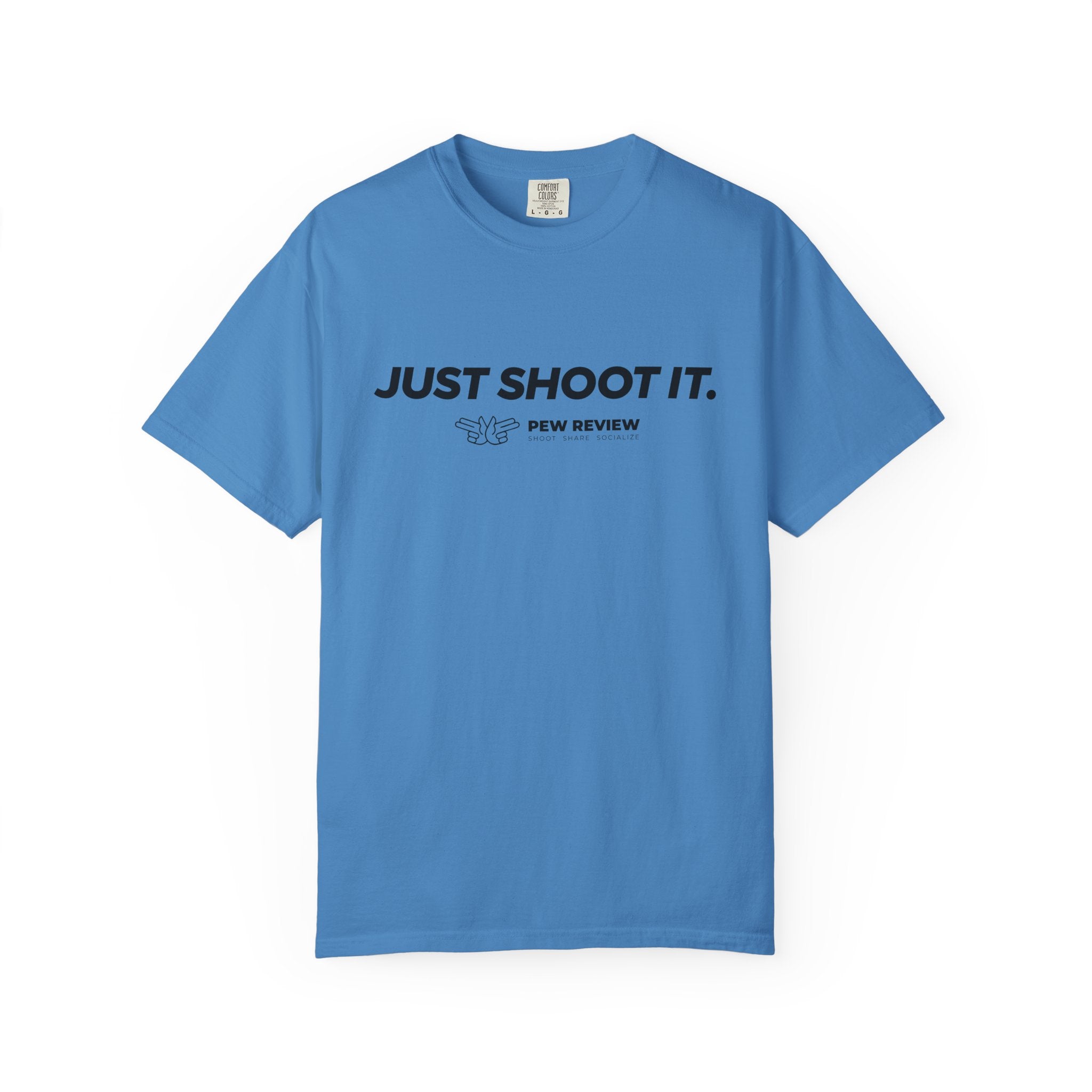 Just Shoot It target graphic T-shirt | Pew Review text print