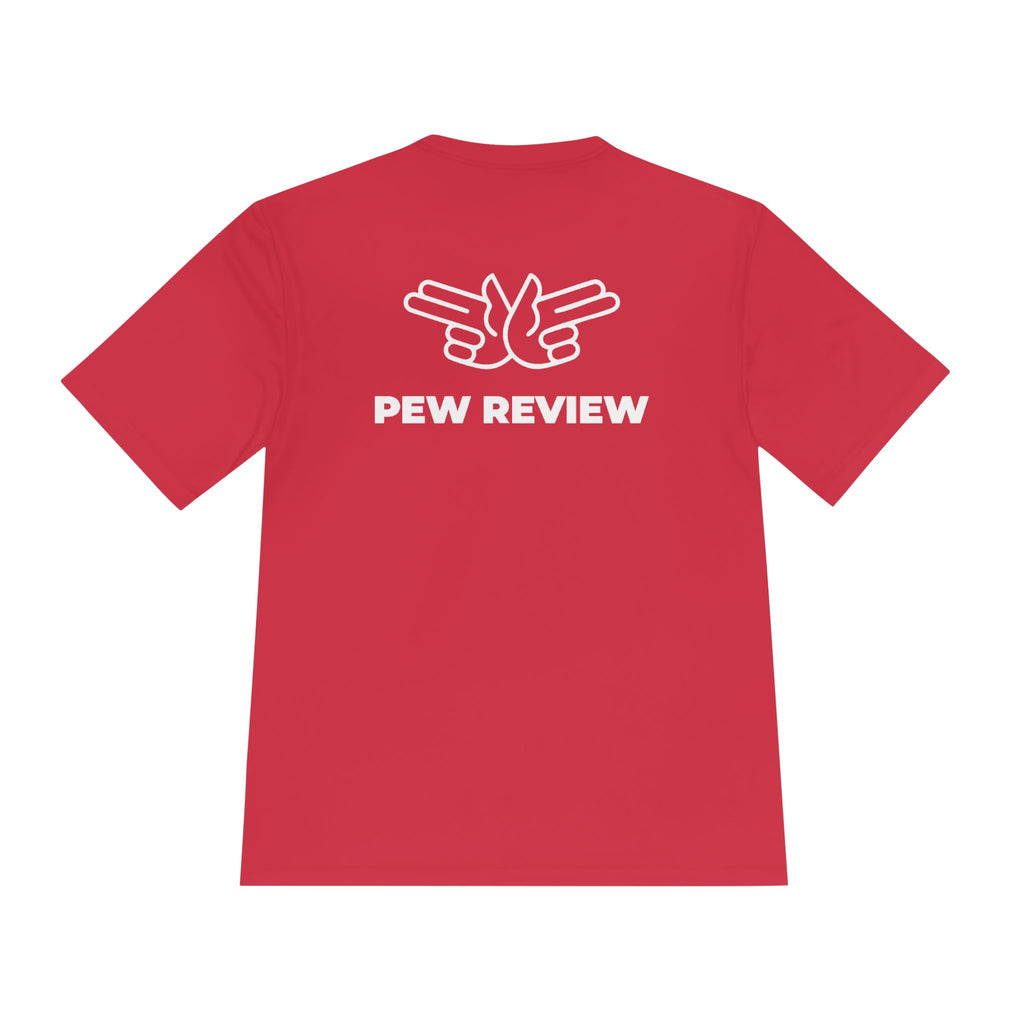 !stPointofPew/Pew Review Moisture-Wicking Tee — “Stay Armed Stay Blessed” Graphic