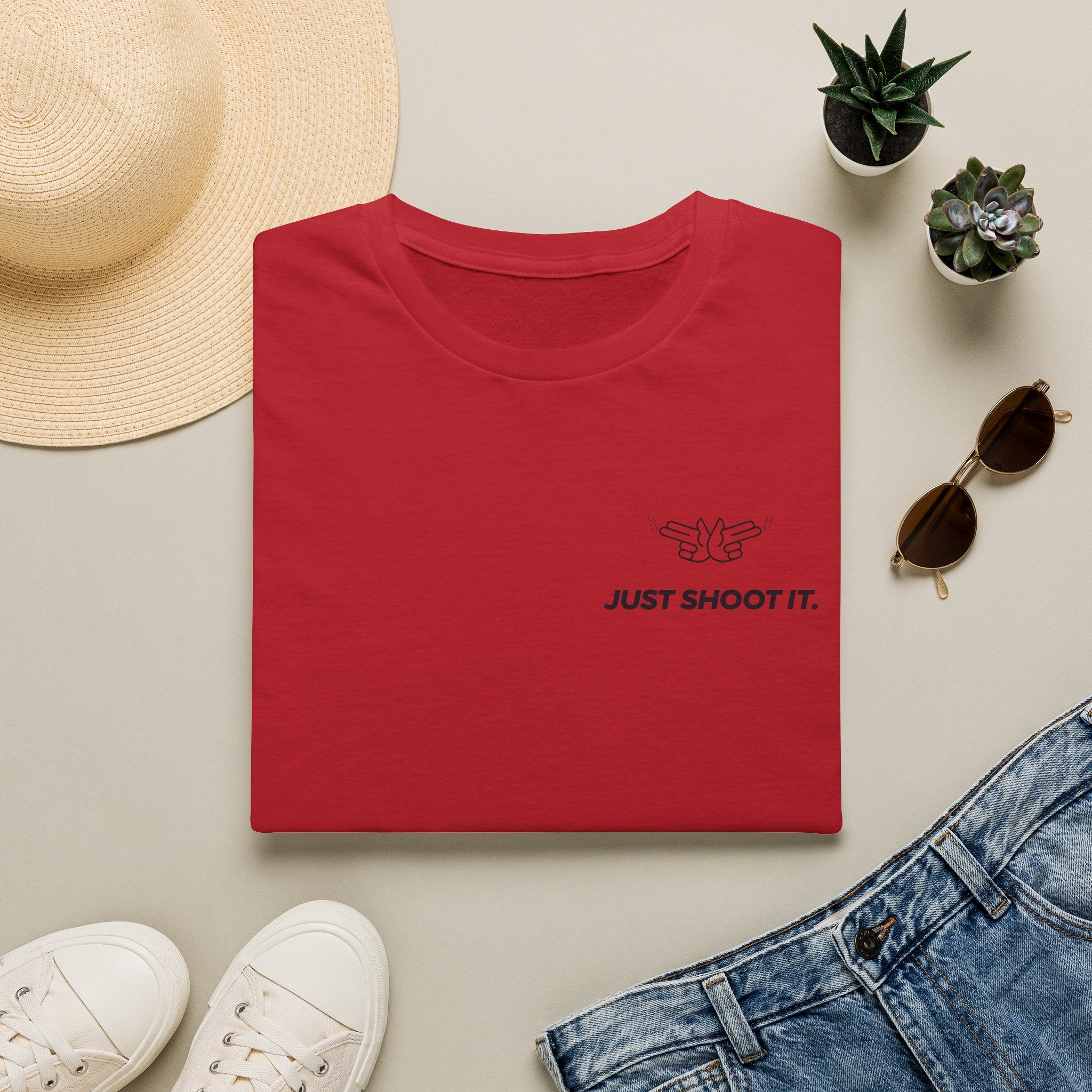 Just Shoot It T-Shirt | Minimal Typography Photography Tee