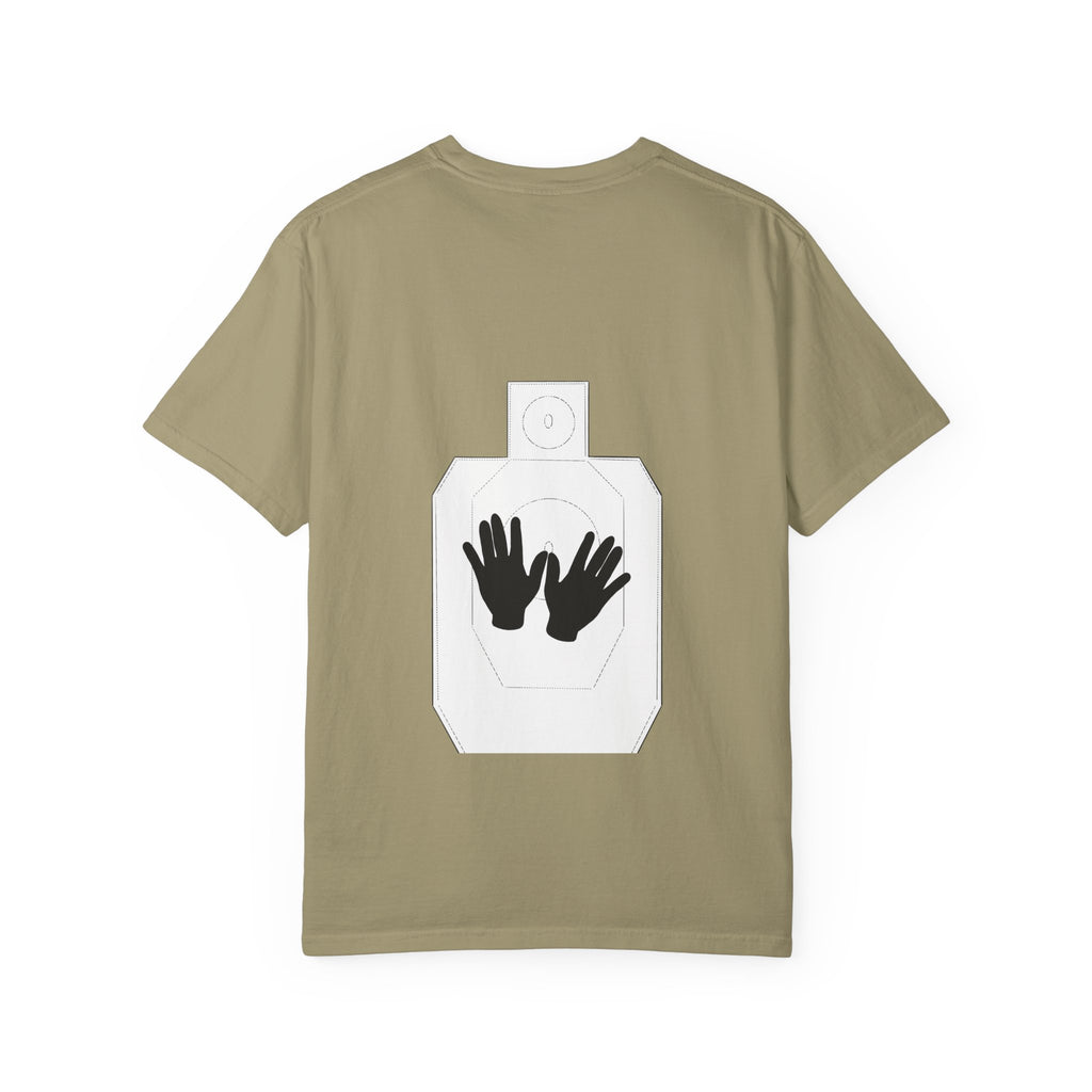Just Shoot It target graphic T-shirt | Pew Review text print