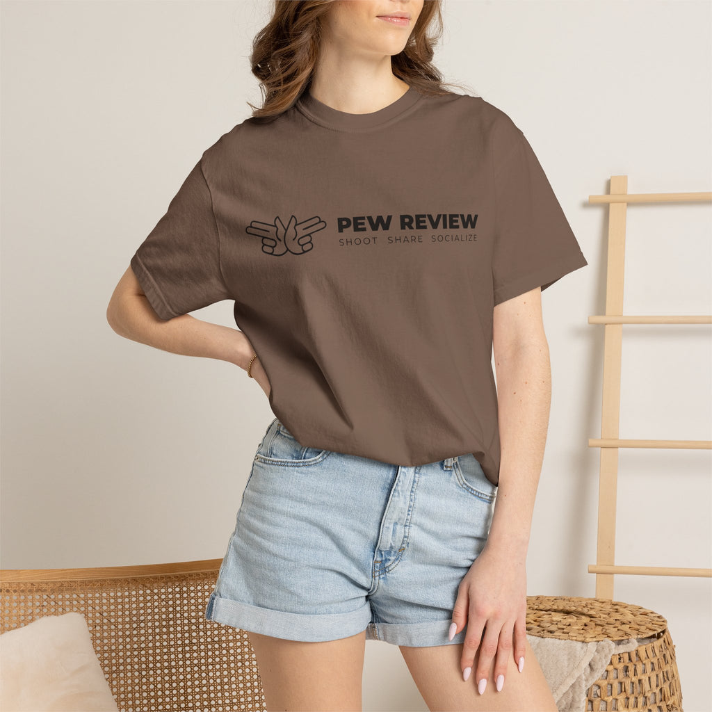 Pew Review logo tee T-Shirt | finger guns outline design